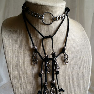 Suede Cord Boa Lariat Chain Choker Necklace